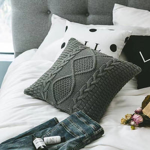 Grey Knitted Cushion Cover