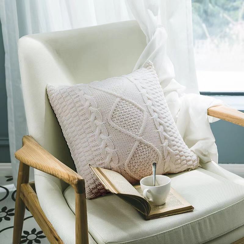 Knitted Beige Cushion Cover