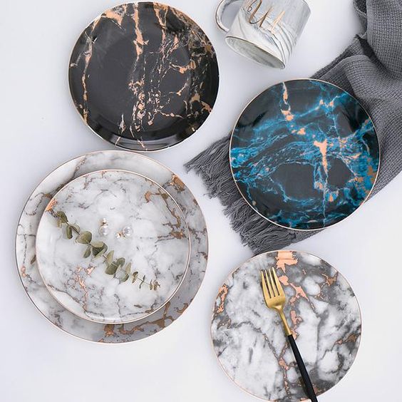 Different Colored Carrara Marble Plates