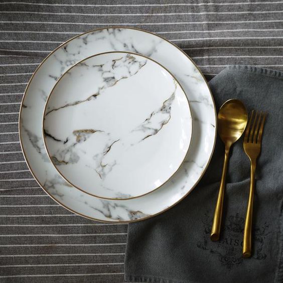 White Marble With Gold Plates