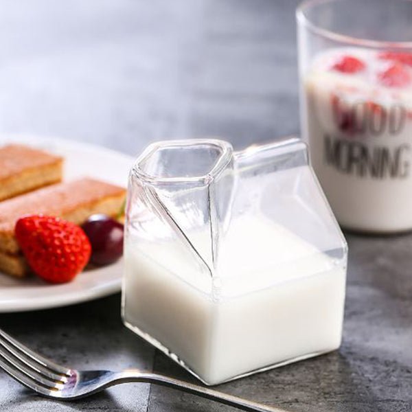 Milk Box Shaped Glass Container