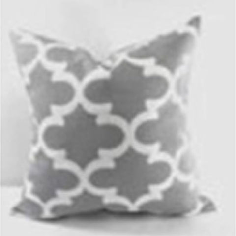 Grey and White Moroccan Chenille Cushion Cover