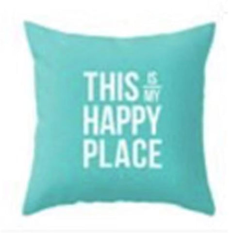 This is My Happy Place Cyan Cushion Cover