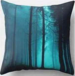 Nature Cyan and Black Cushion Cover