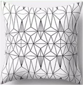 Geometric White and Black Cushion Cover