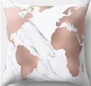 Rose Gold Map and Marble Cushion Cover