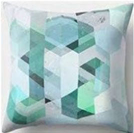 Cyan Cube Motif Cushion Cover