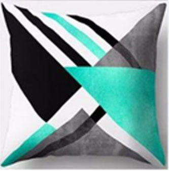 Cyan, Black and Grey Motif Cushion Cover