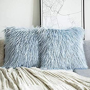 Mongolian Blue Fur Cushion Cover