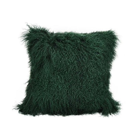 Mongolian Dark Green Fur Cushion Cover