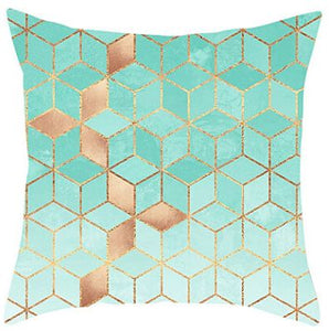 Soft Mint Gradient Cubes Cushion Cover