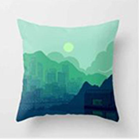 Blue and Green Sunset Cushion Cover