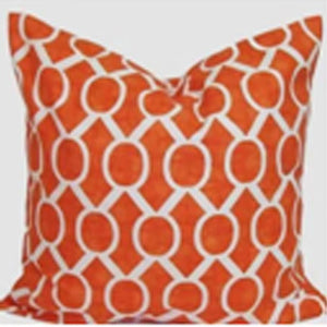 Orange and White Round Motif Cushion Cover