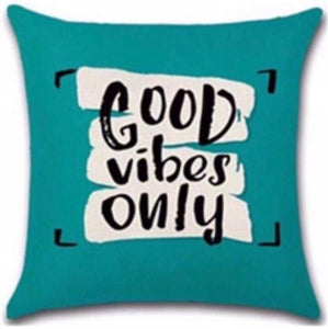 turquoise Good Vibes Only Cushion Cover