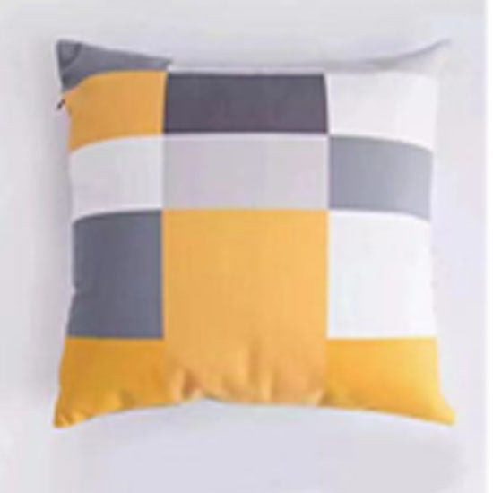 Square Grey and Yellow Motif Cushion Cover