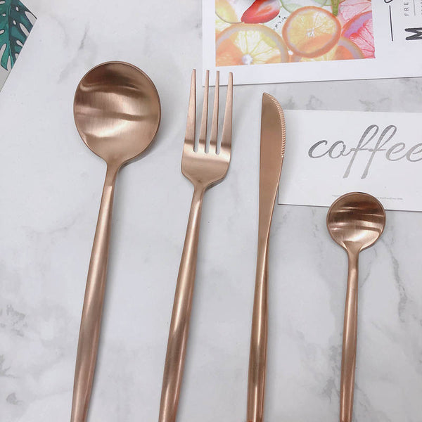 Rose Gold Matt 4 Pieces Set Cutlery