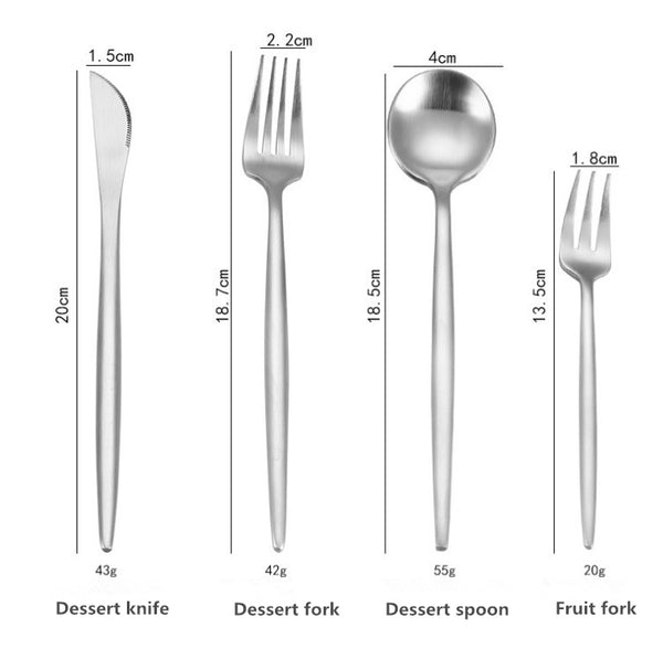 Silver Matt 4 Pieces Set Cutlery