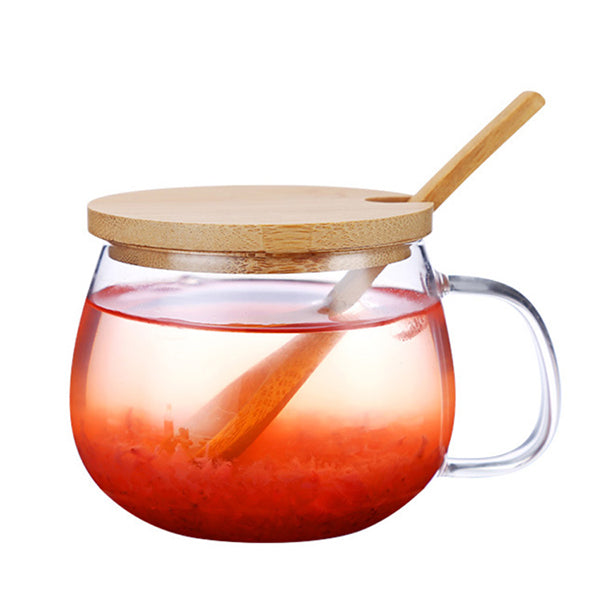 Heat Resistance Glass With Wooden Cap and Spoon